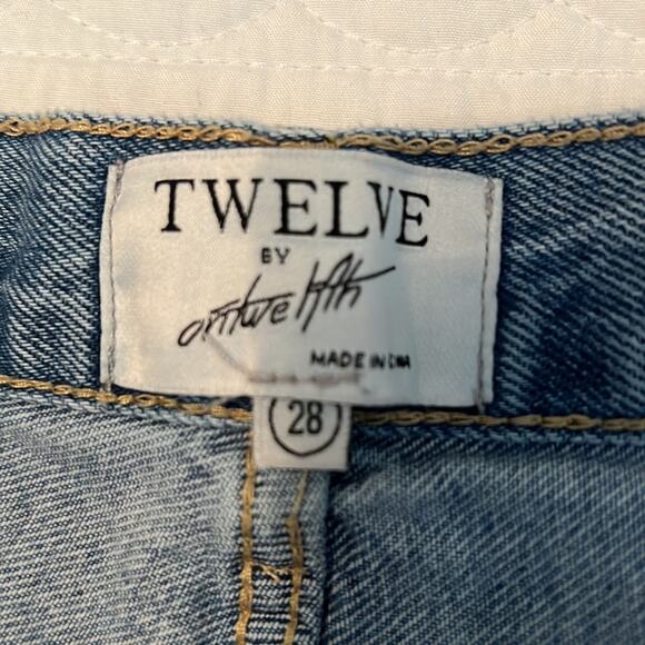 TWELVE by ontwelfth cotton high-waist BF blue jeans distressed button fly sz 28 - Picture 6 of 15